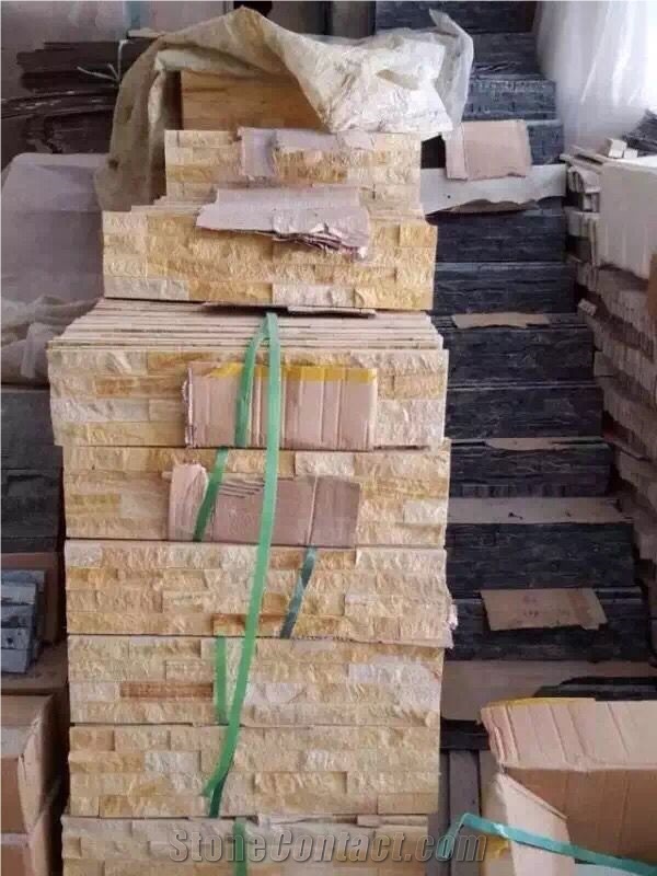 Beige Limestone Cultured Stone Tile Size 40*20*2 and 3 Cm.For Wall Cladding