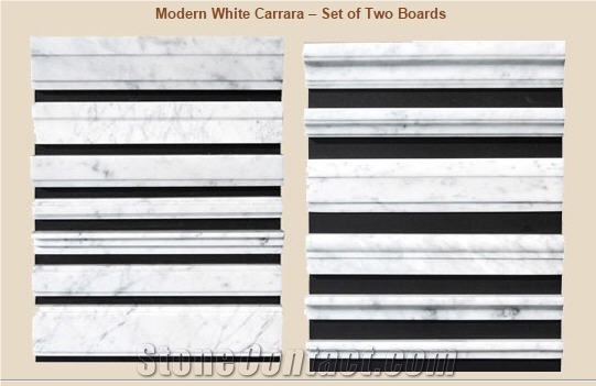 Modern White Carrara Marble Moldings, Trims – Set Of Two Boards, White Marble Molding & Borders