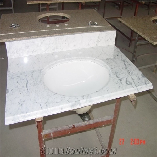 Bianco Carrara Marble Custom Vanity Tops, Italy Marble Bathroom Tops, White Marble Vanity, Custom Vanity Tops