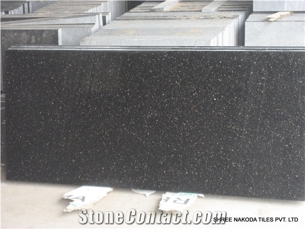 Black Galaxy Granite Slabs Tiles, India Black Granite Tile Wall Cladding Panel,Interior Walling Skirting Pattern