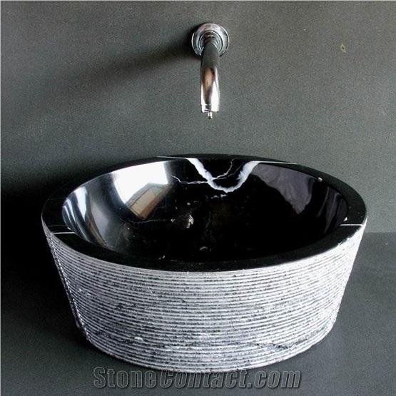 China Marquina Marble Sink, Bathroom Sinks, Wash Basins
