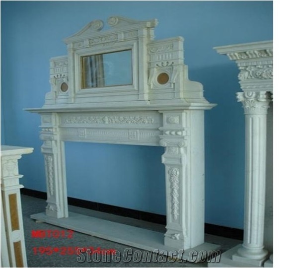 China Oriental White Marble Carrara Marble Fireplace Hearth,Interior Home Furtniture,Fireplace Mantel