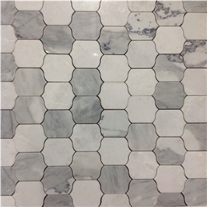 Brand New White and Grey Mixed Marble Mosaic