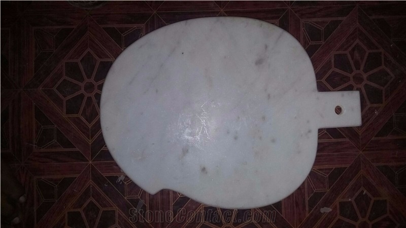 Banswara White Marble Mango Shaped Cutting Board