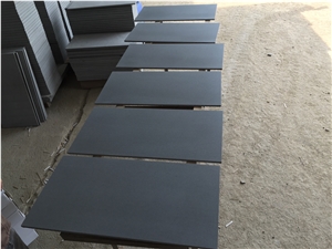 Hainan Black Basalt Honed Tiles, China Black Basalt Floor Tiles, Black Basalt Walling & Flooring Honed Tiles