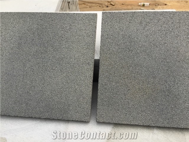 Hainan Black Basalt Sandblasted Tiles, China Black Basalt Floor Tiles, Black Basalt Walling & Flooring Sandblasted Tiles
