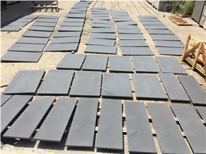 Hainan Black Basalt Sawn 400 Grit Tiles, China Black Basalt Floor Tiles, Dark Bluestone Walling & Flooring Sawn 400 Grit Tiles