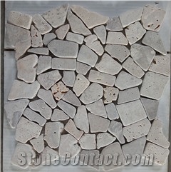 Hot Sale Tumbled Beige Random Shape Mosaic for Wall and Floor