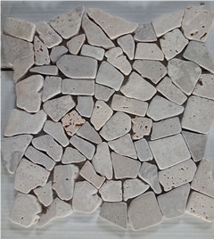 Hot Sale Tumbled Beige Random Shape Mosaic for Wall and Floor
