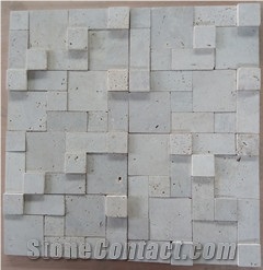 New Design 3d Beige Tumbled Mixed Cubic Massage Mosaic for Wal and Floor