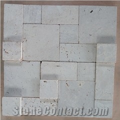 New Design 3d Beige Tumbled Mixed Cubic Massage Mosaic for Wal and Floor