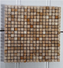 Popular Beige Polished Fashion Travertine Small Square Mosaic Tile