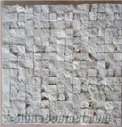 Popular Beige Split Face Limestone Cubic Mosaic for Wall and Floor