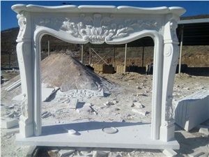 Fangshan Han White Marble Carving Fireplace Mantel Low Prices