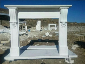 Han White Marble Carving Fireplace Mantel Western Stlye Low Price
