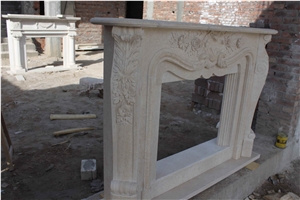 Hand Carving Luxuary Egypt Egyptian Beige Marble Fireplace Mantel Low Price