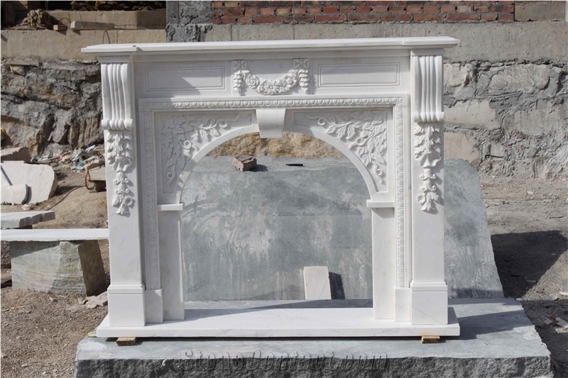 Hand Carving White Marble Luxuary Western Classical Fireplace Mantel Low Price