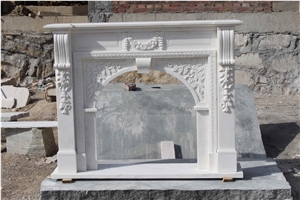 Hand Carving White Marble Luxuary Western Classical Fireplace Mantel Low Price
