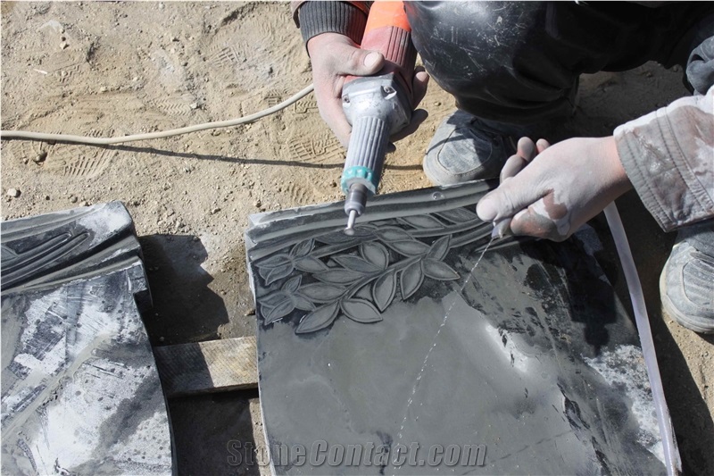 Shanxi Black Granite Tombstones, Western Style Black Headstone