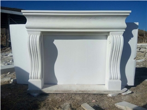Western Traditional Classical White Marble Hand Carving Fireplace Mantel with Hearth Low Price