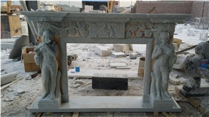 White Marble Hand Carving Luxuary Fireplace Mantel Low Price
