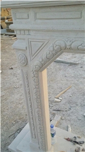 White Sandstone Hand Carving Fireplace Mantel Low Price