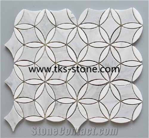 Bianco Carrara White Mosaic Tiles, Italy White Marble Mosaic, Mosaic Pattern,Polished Mosaic for Wall & Floor Convering