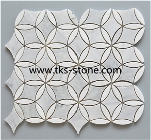Bianco Carrara White Mosaic Tiles, Italy White Marble Mosaic, Mosaic Pattern,Polished Mosaic for Wall & Floor Convering