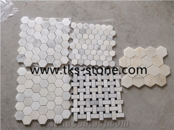 China White Marble Mosaic Tiles,Interior Decorated Mosaic,Polished Mosaic Pattern