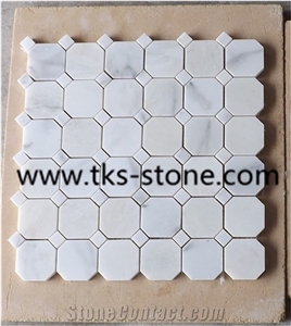 Circle Eastern White Marble Mosaic,Hexagon Mosiac Tiles,Stone Mosaic