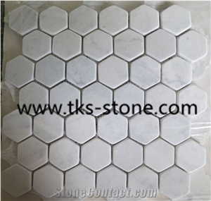 Circle Eastern White Marble Mosaic,Hexagon Mosiac Tiles,Stone Mosaic