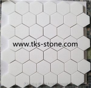 Eastern White Marble Hexagon Mosaic,Pure White Marble Mosaic Tiles,Mosaic Pattern for Wall Cladding
