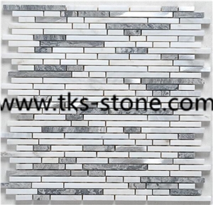 White Marble Mosaic Tiles, Mosaic Pattern, Stone Mosaic