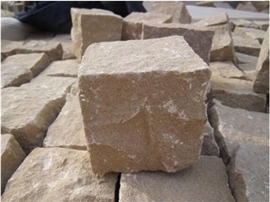 Cheap Square Granite Cube Stone, Yellow Granite Cobble Stone