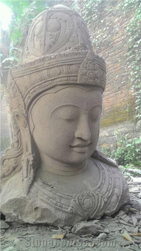 Grey Basalt Sculpture Of Asia