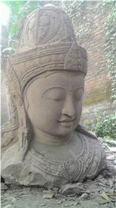 Grey Basalt Sculpture Of Asia