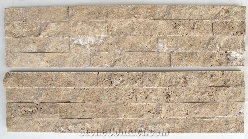 Beige Yellow Travertine Cultured Stone, Ledge Stone, Wall Cladding