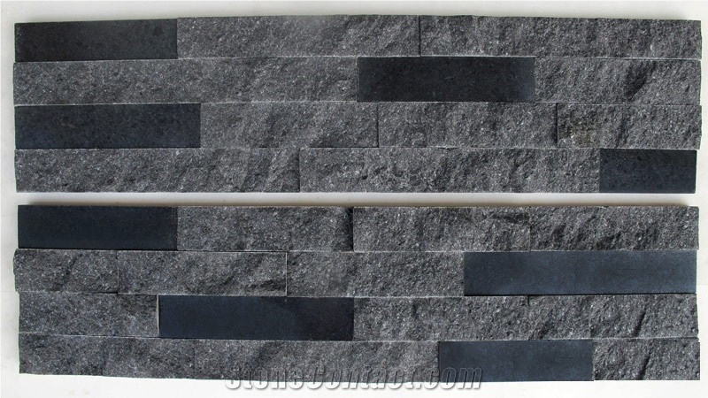 Black Granite Cultured Stone, Wall Cladding, Ledge Stone