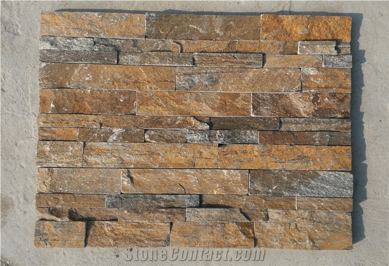 Brown Quartzite with Rusty Color Ledge Stone Veneer, Culture Stone Wall Cladding