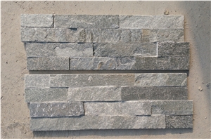 Dark Grey Slate Thin Ledge Stone Veneer, Wall Cladding, Stacked Stone Veneer