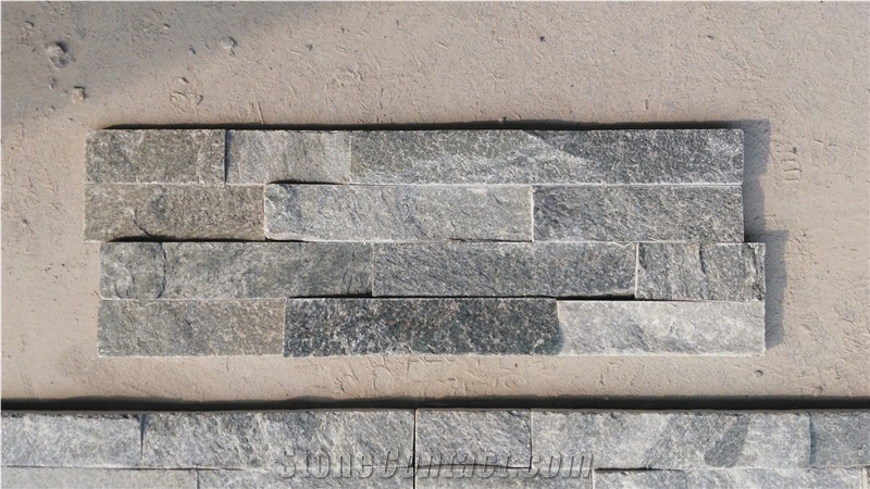 Dark Grey Slate Thin Ledge Stone Veneer, Wall Cladding, Stacked Stone Veneer