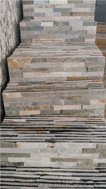 P014 Mixed Color Slate Wall Stone Cladding Corner Prices, Cultured Stone, Stacked Stone Veneer Walls, Ledge Stone Tile, Field Stone, Stone Backsplash