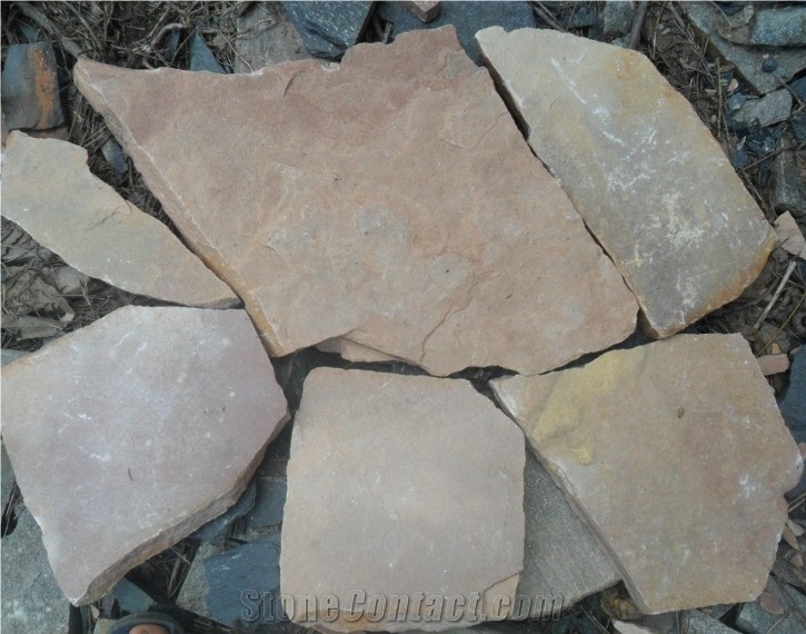 Sandstone Random Flagstone / Pink Sandstone Flagstone / Landscaping Stones / Crazy Stone / Irregular Flagstone Landscape