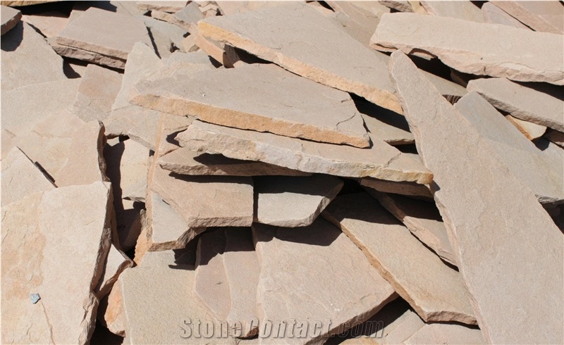 Sandstone Random Flagstone / Pink Sandstone Flagstone / Landscaping Stones / Crazy Stone / Irregular Flagstone Landscape