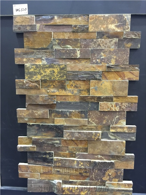Ws120 Rusty Color Slate Wall Stone Cladding, Cultured Stone, Stacked Stone Veneer, Ledge Stone, Field Stone