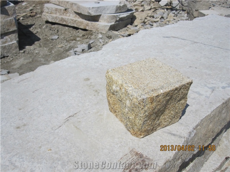 Granite G350 Cubes, G350 Cubes Paver, Granite Pavers & Cubes, Yellow Granite Cube Stone