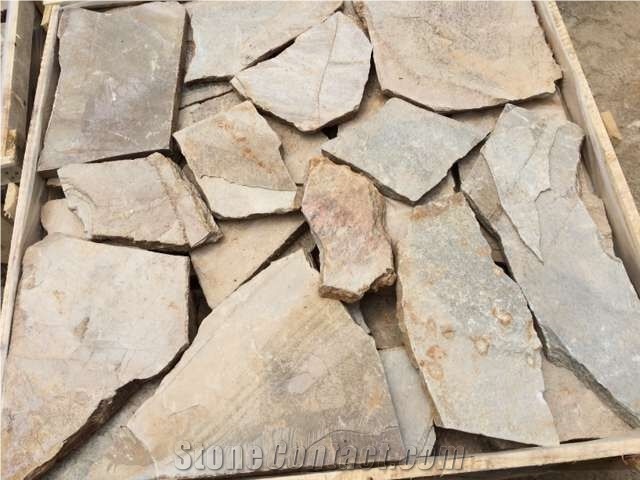Lowest Price Rusty Cultural Stone Paving, Irregular Slate Flagstone, Yellow Slate Cultural Stone Paving, Rusty Floor Covering,