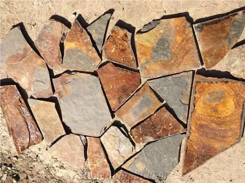 Lowest Price Rusty Cultural Stone Paving, Irregular Slate Flagstone, Yellow Slate Cultural Stone Paving, Rusty Floor Covering,