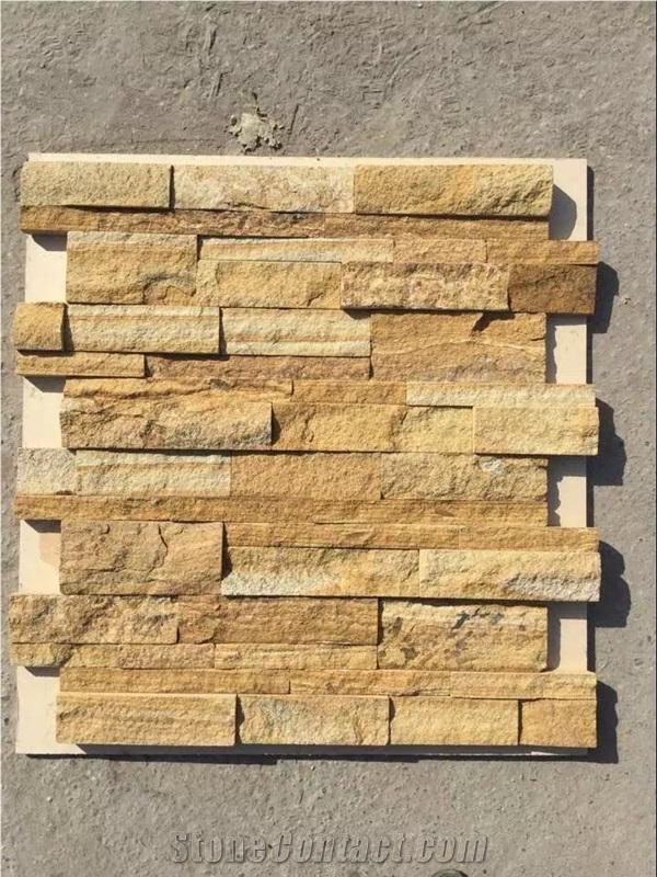 Yellow Cultured Stone Wall Covering,Irregular Slate Wall Stone, Yellow Slate Cultural Stone, Natural Slate Wall Covering