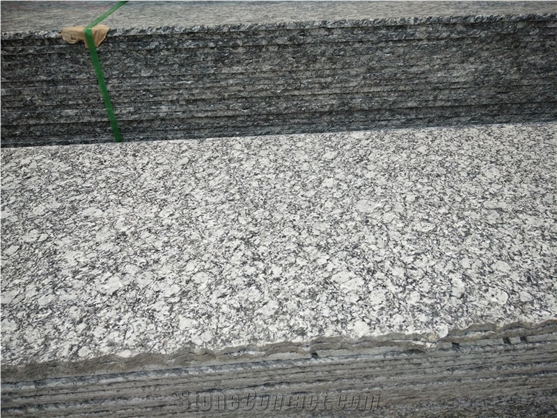 China Spray White Granite Tile & Slab，Polished Slab with Thickness 18mm, for Wall Covering and Floor Covering